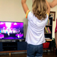 My wife and daughter, busting moves in my living room.